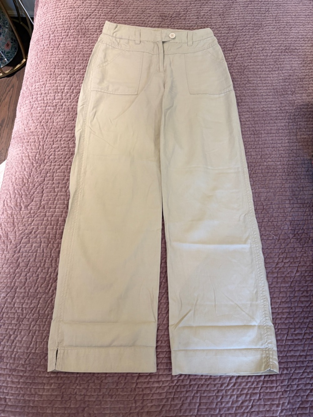 Jessica Cream Wide-Leg Chinos